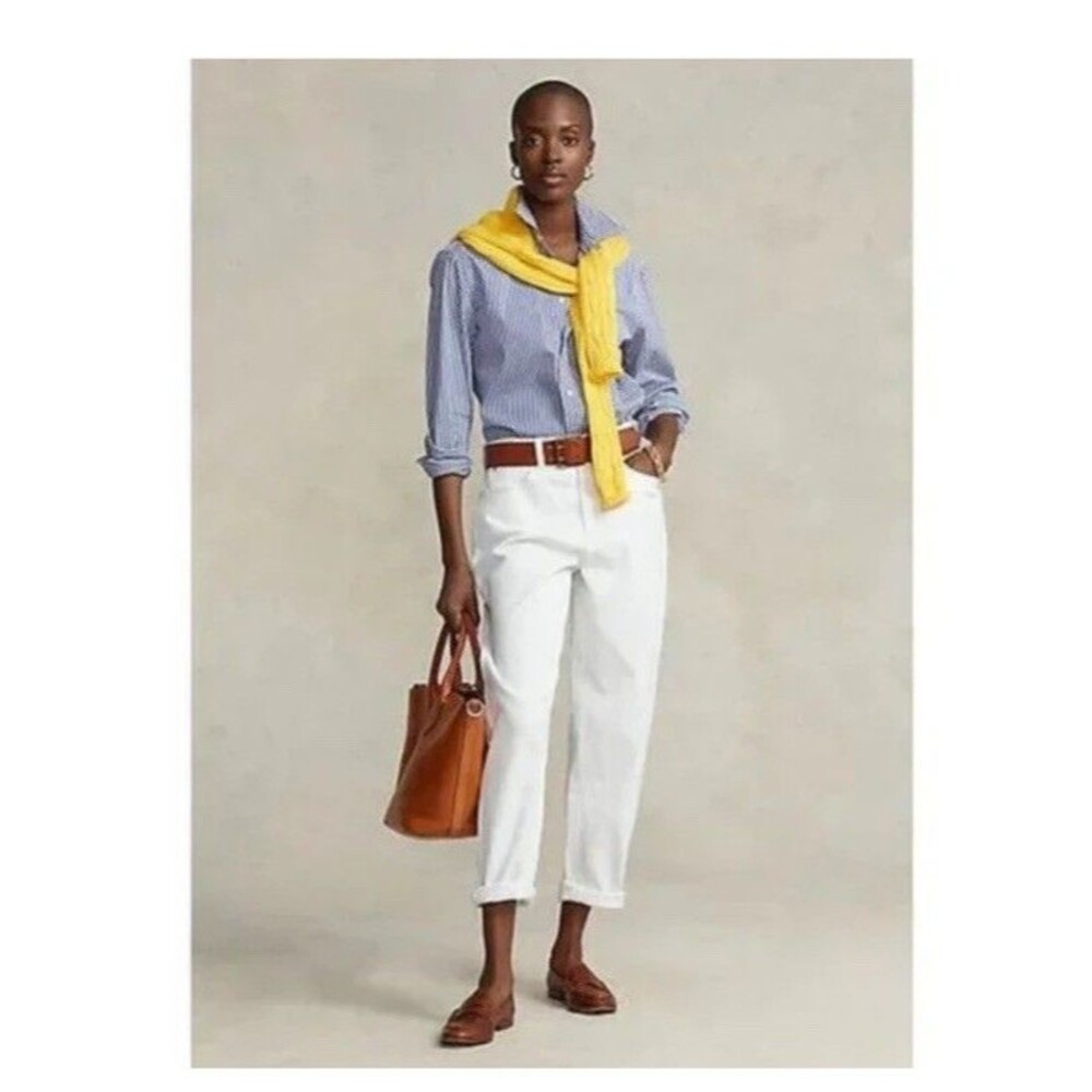 $168 Polo Ralph Lauren Hudson Twill Ankle Jeans In Crocus Wash White SZ 32 NWT